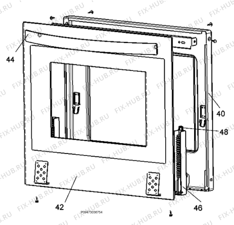 Взрыв-схема плиты (духовки) Zanussi ZCG55KGW1 - Схема узла Door